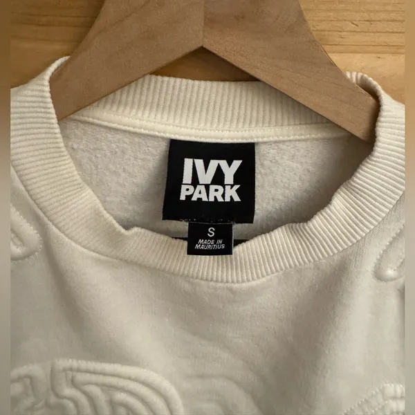 Ivy Park Small White Corded 04 Cotton Crewneck Sweatshirt - Image 8