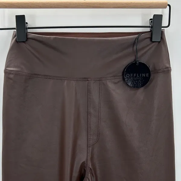 OFFLINE by Aerie Real Luxe‎ Hi-Rise Legging Chocolate Brown Faux Leather Med NWT - Image 3