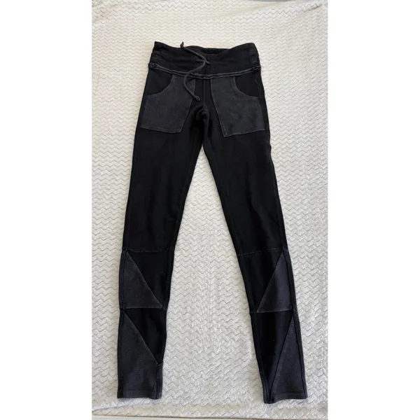 FP Movement Free People Black Paneled Geometric Joggers XS Drawstring Activewear - Image 2