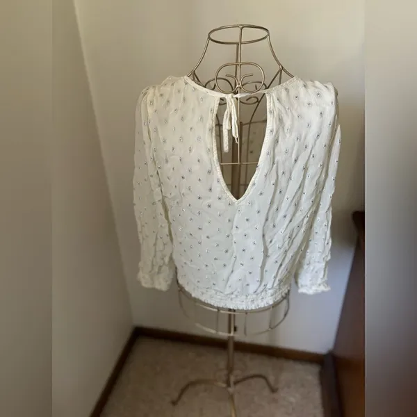 Abercrombie & Fitch Metallic Dot Ruffle Wrap Top Size S - Image 9