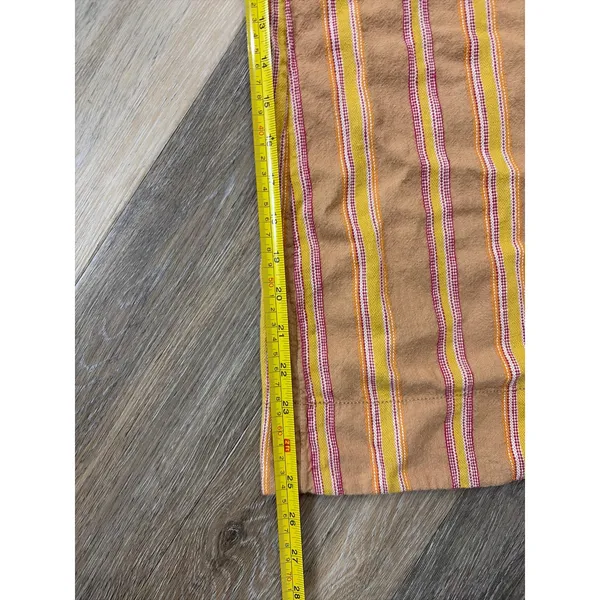 Anthropologie Striped Linen Blend Wide Leg Jumpsuit Belted Tan Size 0 - Image 7