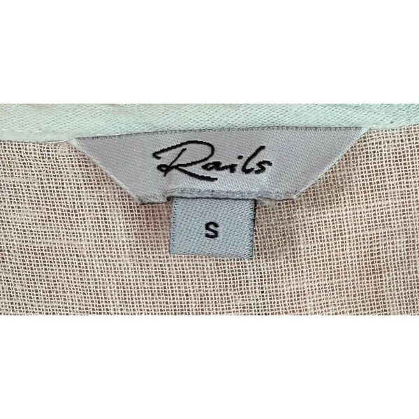 Rails Ashlyn Sunset Gradient Linen Blend Smocked Midi Dress Blue Peach Small - Image 5