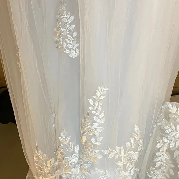 Lace Tulle Wedding Dress Women's 18W White Long Sleeve A-Line Gown Bridal EUC - Image 16