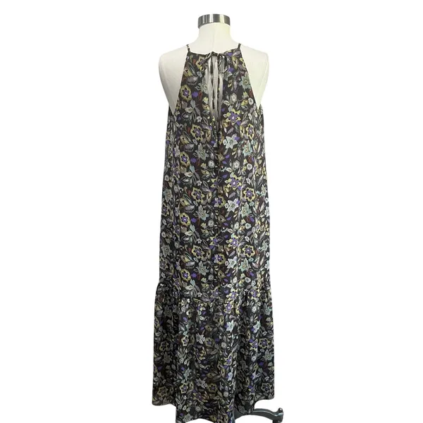 Melloday‎ Floral Maxi Dress Size M Boho Tiered Spaghetti Strap - Image 3