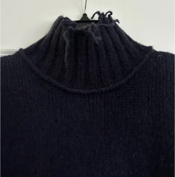 NSF Revolve Kori Wool Blend Fringe Trim Turtleneck Sweater Navg - Image 8