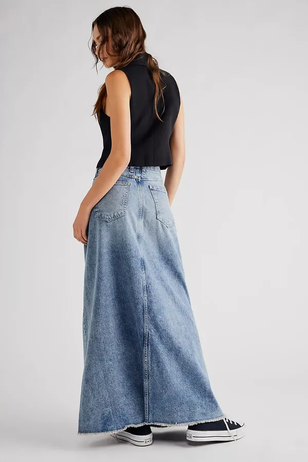 Free People Come As You Are Denim Maxi Skirt - Image 2