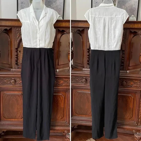 NWT Greylin Black and White Jumpsuit Lace M - Image 2