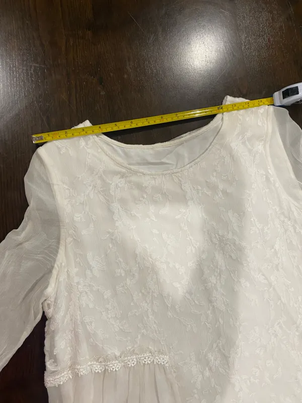 Ivory Lace Panel Long-Sleeve Dress - Image 2