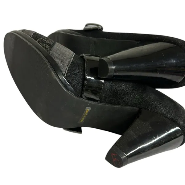 BKE Black Patent Leather Patchwork Buckle 3.5 Inch Heels Womens Shoes 8.5 - Image 6