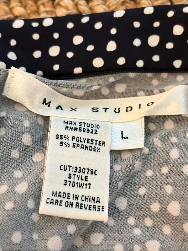 Max Studio Black Polka Dot Midi Skirt Large - Image 3