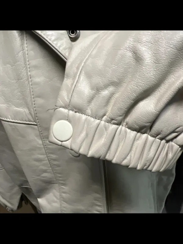 Vintage Giovinezza Moda By Rocco New York Leather Coat Off-White. Size M Glam - Image 3