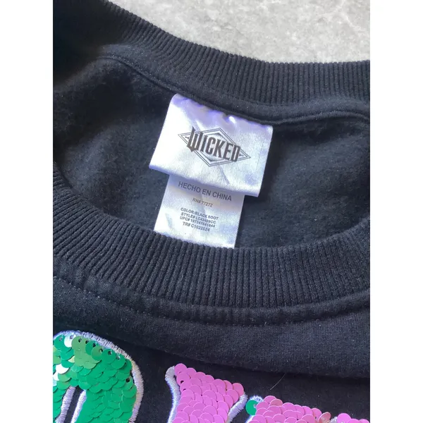 Wicked Musical Sequin Sweatshirt XXL Black Defy Gravity Universal Studios Crew - Image 4