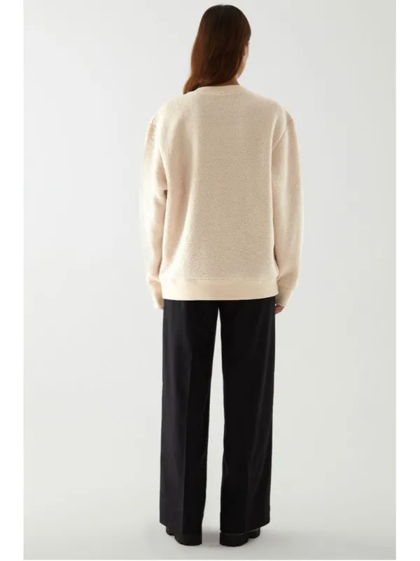 COS Sweatshirt Women Medium Sherpa Fleece Teddy Pullover Oversized Crewneck - Image 4