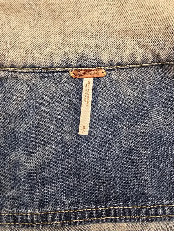 Free People Studded Grunge Distressed Denim Vest Acid Wash S - Image 6