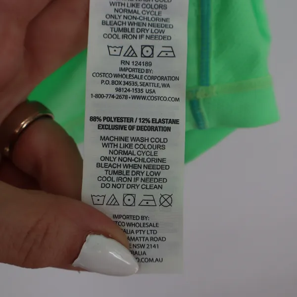 Kirkland Signature Womens Neon Green Striped Active Tee V-Neck Shirt Small - Image 3