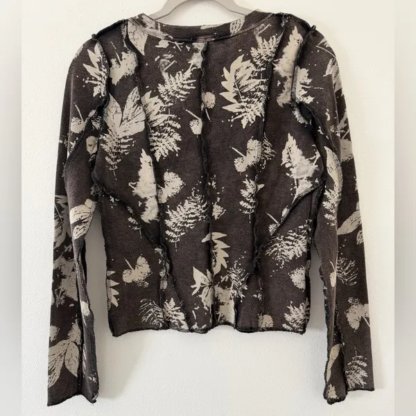 Oli & Hali Bohemian Cotton Ribbed Foliage Washed Brown Long Sleeve size medium - Image 5