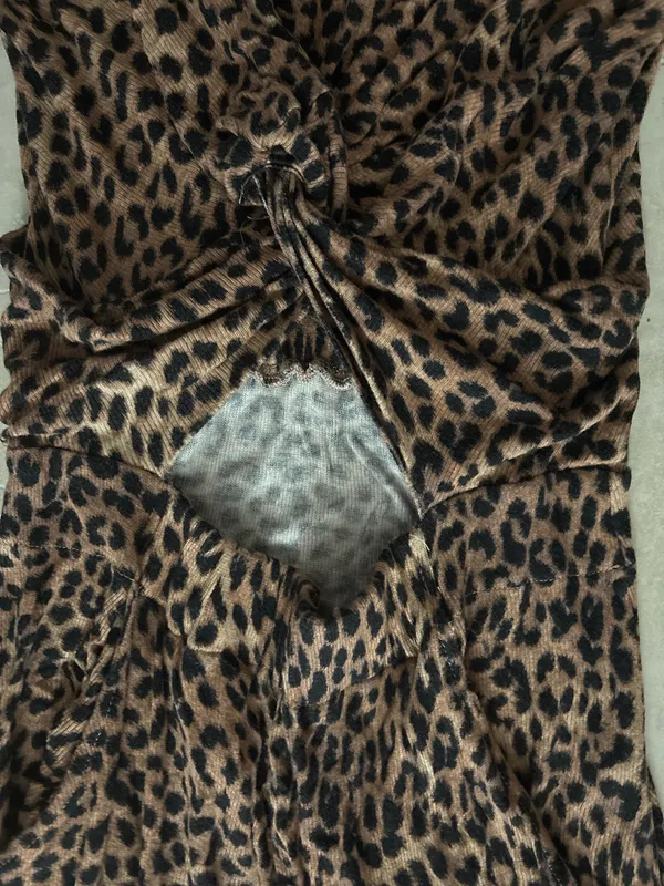 Olivaceous Leopard Print Maxi Dress Large - Image 3