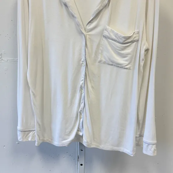 Eberjey Gisele Pajama Top White Modal Long Sleeve Button Down Sleep Shirt S - Image 4
