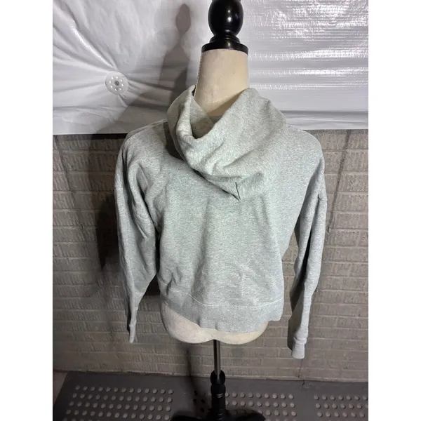 Lowrys Farm Womens Heather Gray Cotton French Terry Cropped Hoodie - Image 2