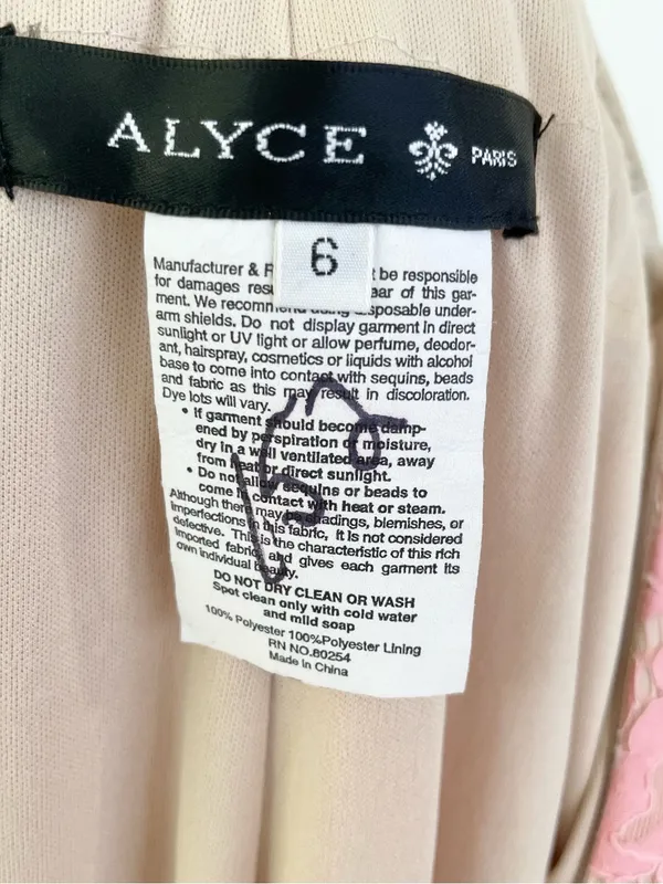 Alyce Paris Lace Beaded Sleeveless Mermaid Formal Gown Dress in Pink size 6 - Image 6