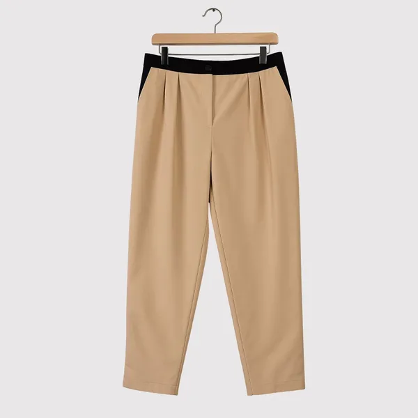 Alice + Olivia Womens Pants Beige Roy Tapered High Rise Pleated Trousers Size 12 - Image 2