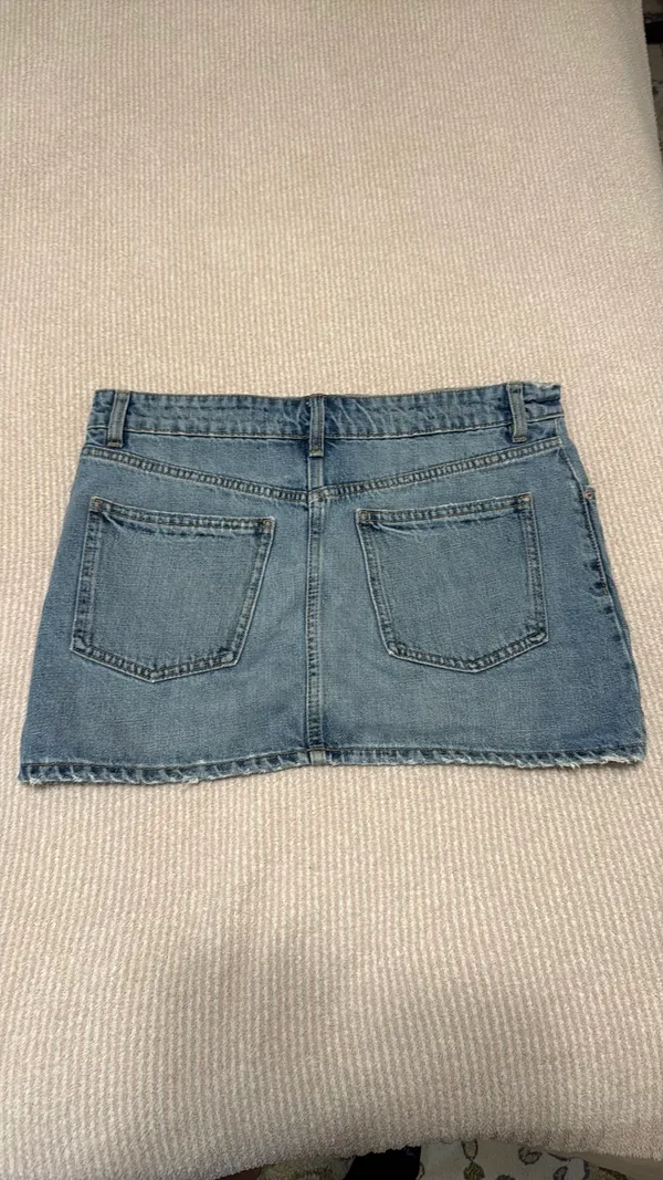 ZARA Mini Skirt Denim Light Wash Distressed - Image 2