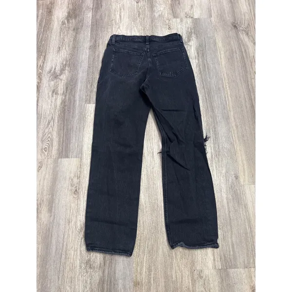 Abercrombie & Fitch The Dad High Rise Distressed Black Straight Leg Jeans 28/6R - Image 3