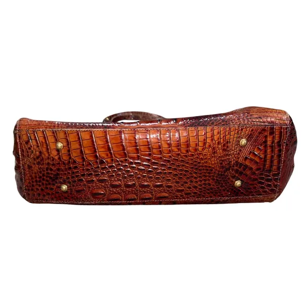 Brahmin Tote Bag Women Large Pecan Brown Fair Croc Embossed Leather Shoulder Bag - Image 5