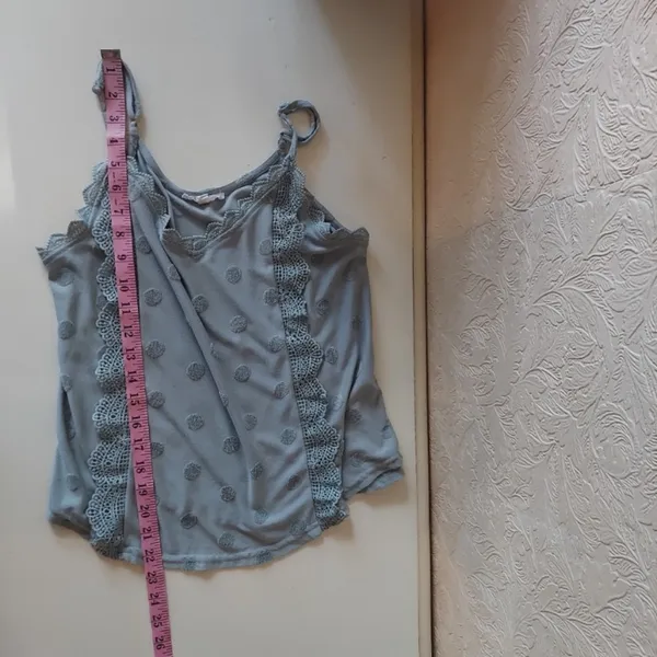 Mine sage green tank top polka dot & lace Sz small - Image 7