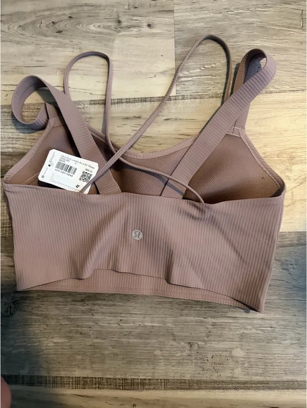 Lululemon Like A Cloud Longline Bra *Ribbed D/DD Ashen Rose Size 6 NWT - Image 4