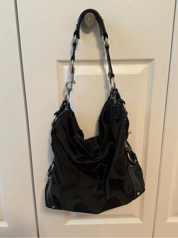 Y2K Coach Carly Bag in Black Signature Canvas - Image 2