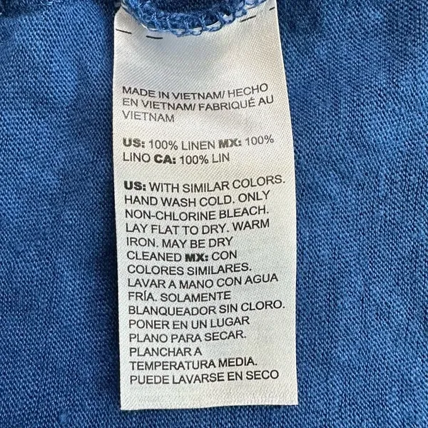 Chico’s 100% Linen Blue Stretch Henley Short Sleeves Tee, Sz Large - Image 9