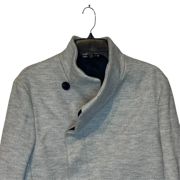 Zara Womens Coat  Button Up Lined Structured Stretchy Striped Gray Preppy Small - Image 2