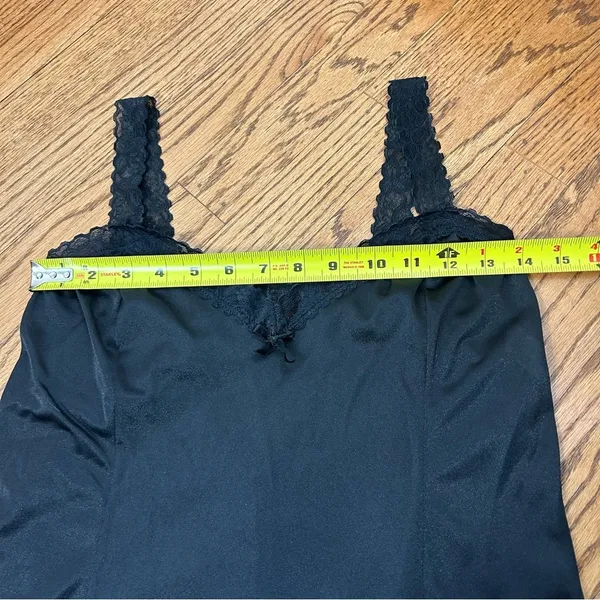 Vintage 80’s Mel-Lin Black Lace Nylon Gothic Silky Camisole Size S - Image 11