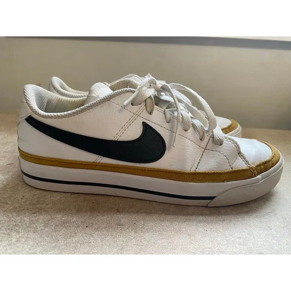 Nike Court Legacy Sneakers White Black Gold Streetwear 6.5 Retro Y2K 90s Classic - Image 2