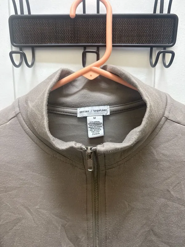 Better Together Modal Blend Full Zip Mock Neck Jacket Size M Brown Size M - Image 2