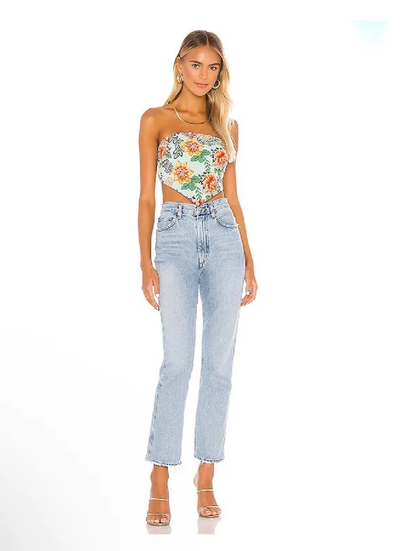 Superdown Sophia Bandana Top Mint w Multi Color Floral Handkerchief Top Size S - Image 3