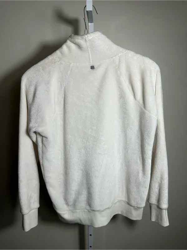 N243. Gaiam Fleece Soft Cream Funnel Neck Women's Sweater - Image 4
