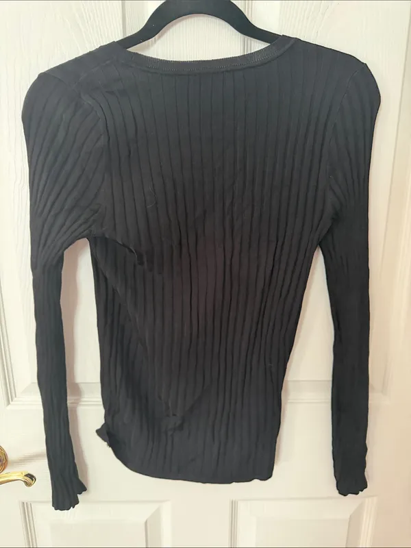 Express Black Ribbed Long Sleeve Crew Top medium - Image 4