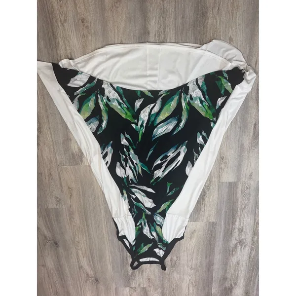 Chico's Palm Passion High-Low Maxi Dress Black White Tropical Leaf Size 2‎ Large - Image 2