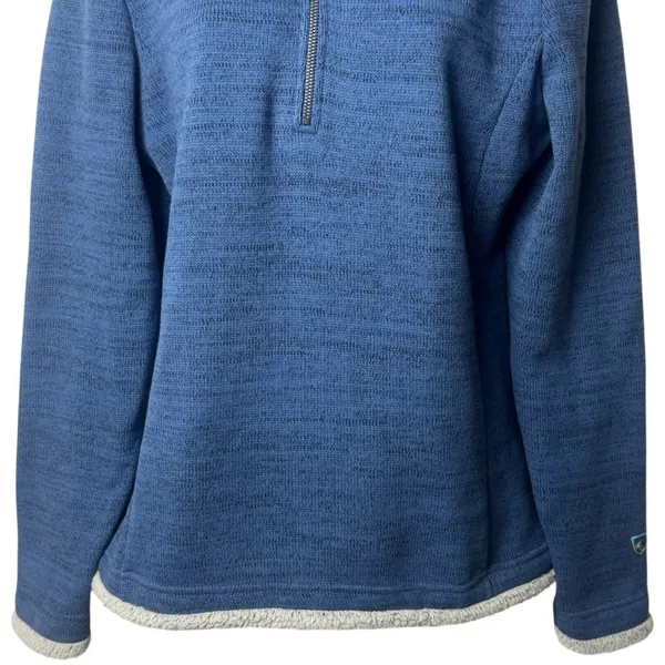 Kuhl Blue Quarter Zip Mock Neck Sherpa Lined Fleece Pullover Cabincore‎ Hiking L - Image 4