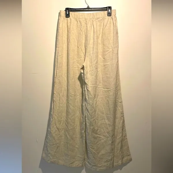 SHEIN- NWT Linen Blend Vcay Wide Leg Full Side Slit Beach Vacation Pants Size L - Image 2