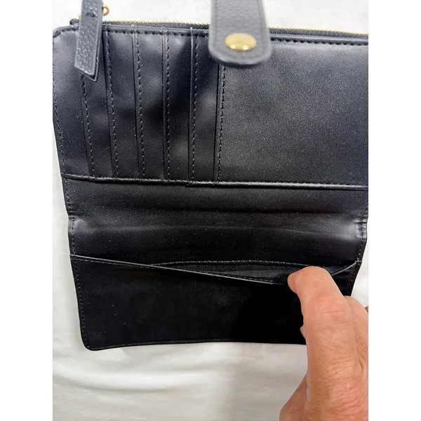 Nanette Lepore Black Pebbled Faux Leather Continental Snap Zip Wallet Clutch - Image 9