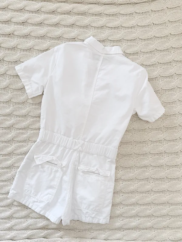Zara White Collared Button-Up Romper - Image 3