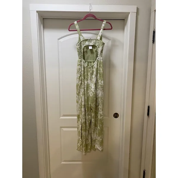 American Eagle Outfitters Jumpsuit Womens Medium Green Floral Smocked - Image 6