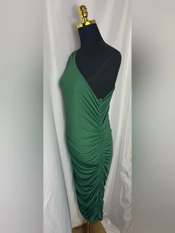 Botique style homecoming party fits One-Shoulder Emerald Green Sheath Dress XL - Image 12
