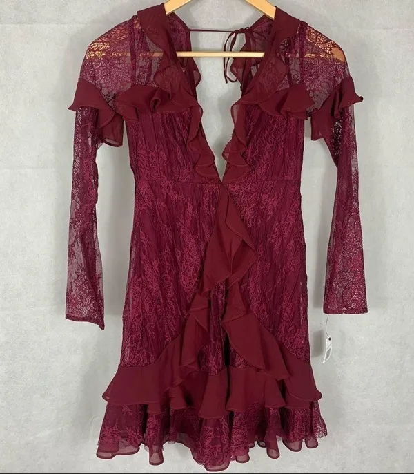 For Love and Lemons Daphne Bordeaux dress - Image 2
