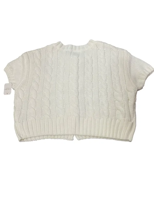 Altar'd State Ivory Short Sleeve Cable Knit Cropped Button Cardigan - Image 2