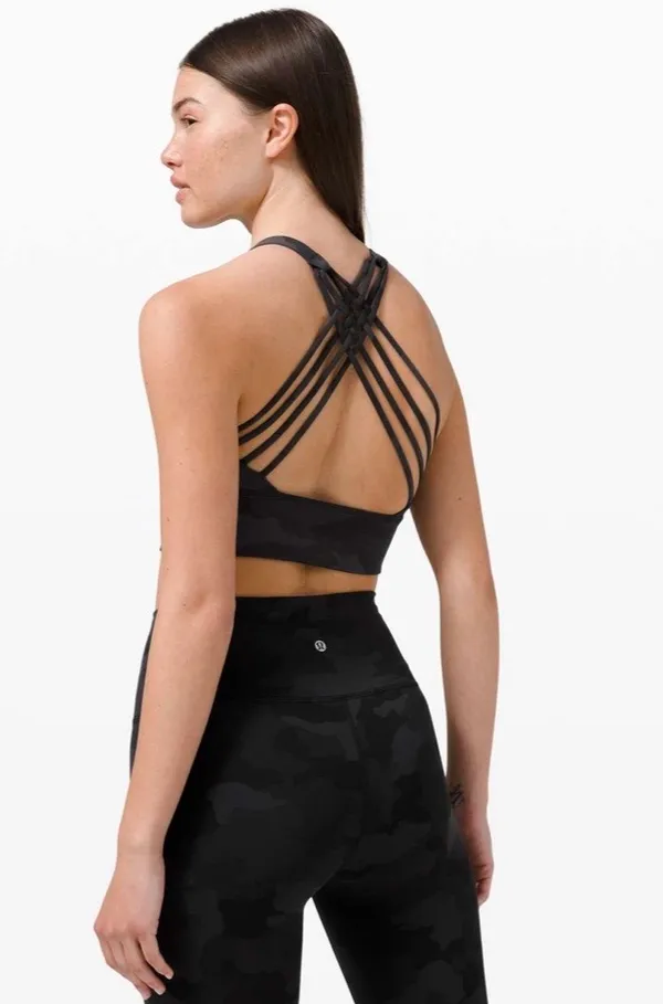 Lululemon Free To Be Bra Wild High Neck Long Line "Light Support, A/B Cup Heritage 365 Camo Deep Coal Multi 6 - Image 5