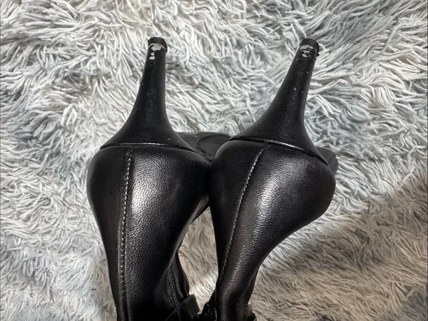 ANTONIO MELANI Black Leather Knee-High Heeled Boots - Image 3
